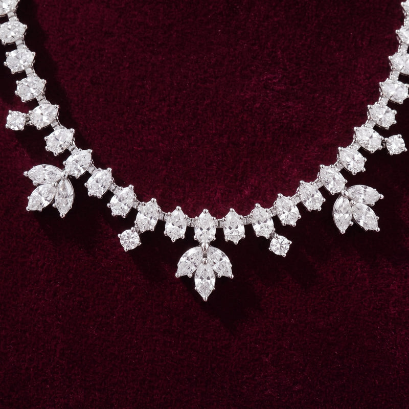 Close-up of a Jacobijoux marquise diamond necklace
