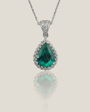 Emerald Diamond Pendant | Diamond 0.32 carats, Emerald 2.324 carats, 2.52g