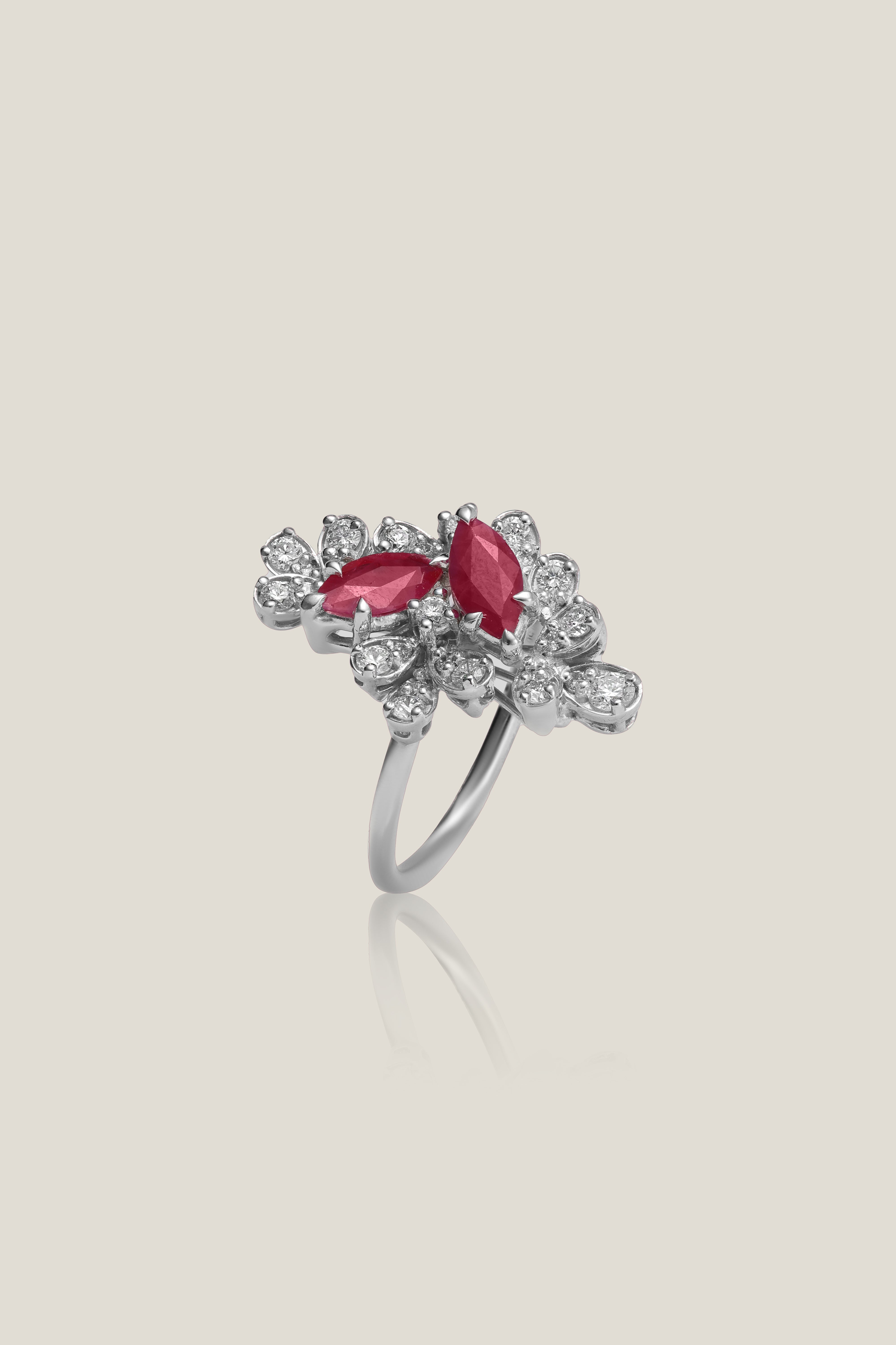 Ruby Diamond Ring | White Diamond 0.40 Carats, Ruby 1.06 Carats, 4.09g