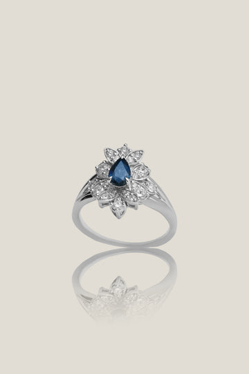 Sapphire Diamond Ring | White Diamond 0.53 Carats, Saphire 0.48 Carats, 4.5g