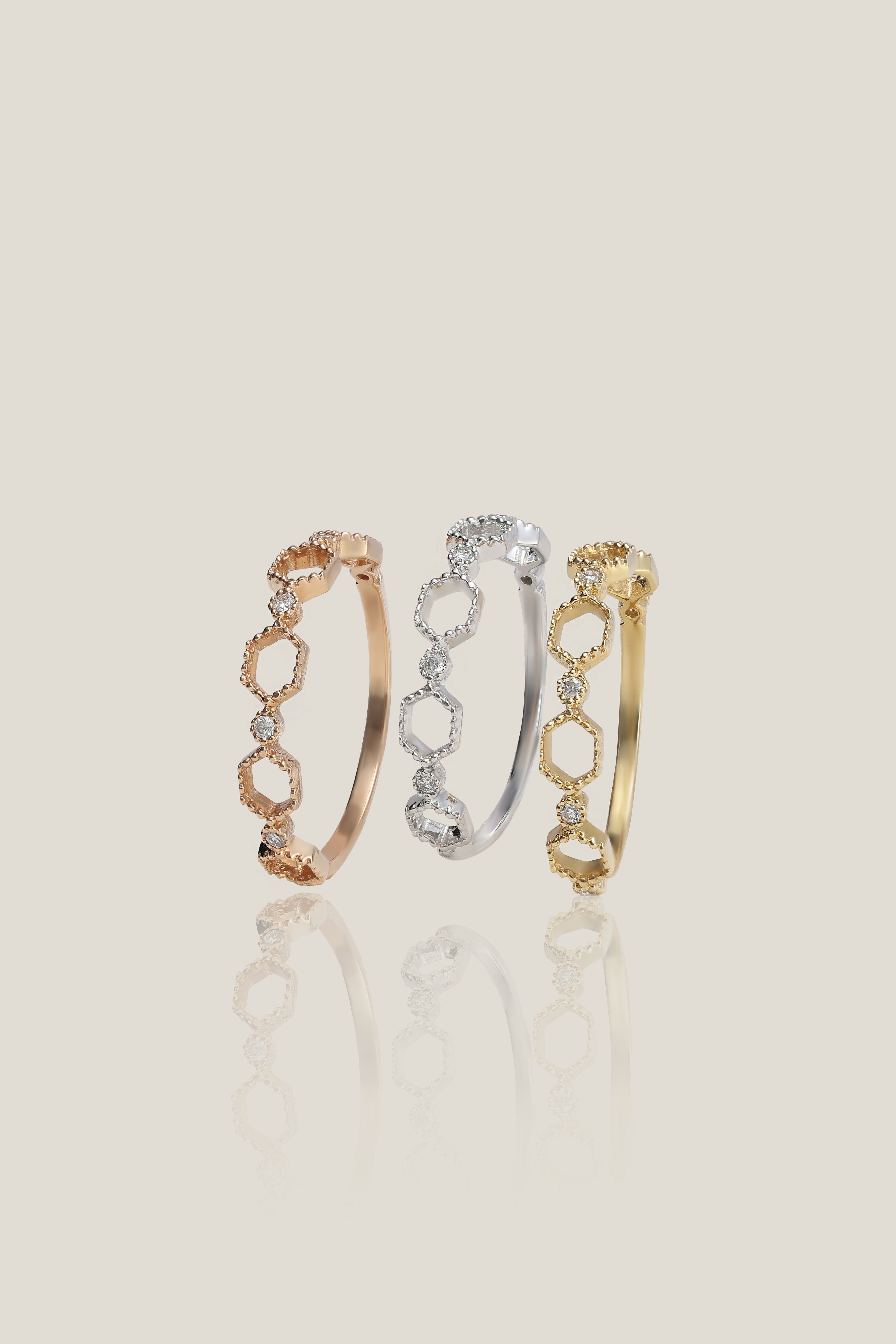 Half Chain Diamond Ring | White Diamond 0.03 Carats, 0.75g