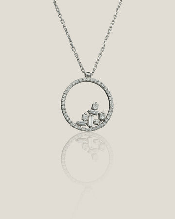 White Diamond Pendant | White Diamond 0.16 carat, Princess cut 0.07 carats, Baguette 0.07 carats, 2.96g